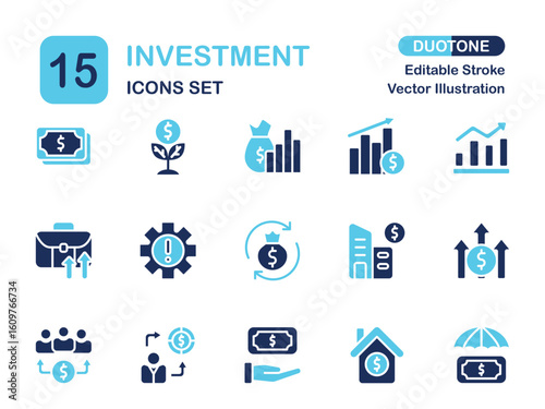 Modern Duotone Investment Icon Set	