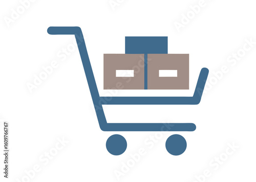 Shopping cart icon with boxes and wheels vector illustration
