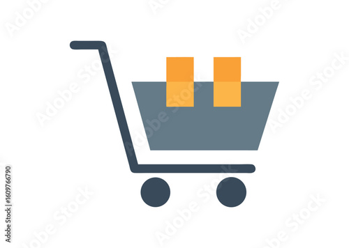 Shopping cart icon with boxes and wheels vector illustration