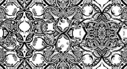 Vector art of a classic plaid pattern with decorative swirls creates a visually appealing background for various design projects