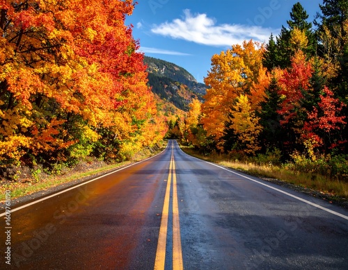 Autumn road through colorful forest (1)