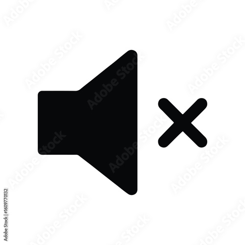 Muted Speaker Icon with Cross Sign for Mute Symbol