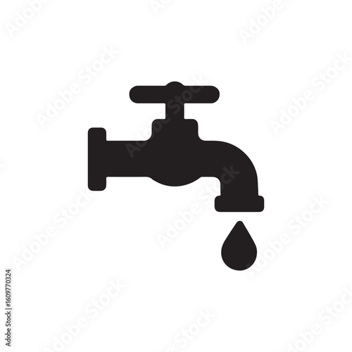 Faucet with water drops in a clean and isolated bathroom setting