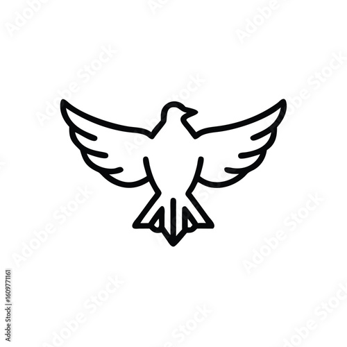 Minimalist line art icon a bird with outstretched wings eagle falcon