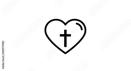 Minimalist heart icon with cross inside Free Download Minimalist heart icon with cross inside - GFXLoad