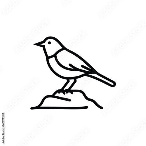 Minimalist outline a small bird perched on a mound animal icon