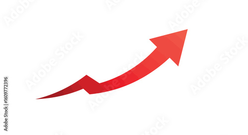 Upward red arrow indicating growth and success
