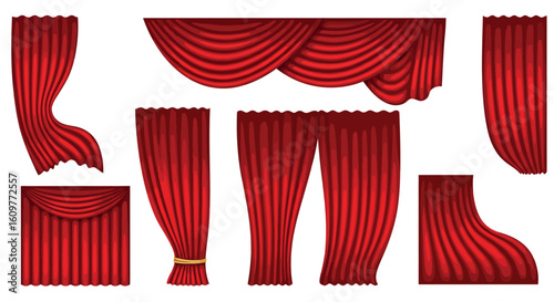 Elegant red curtains set for theater and home decor