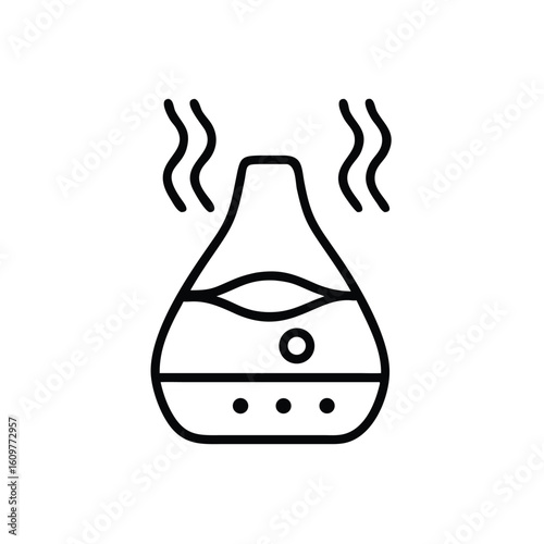 Minimalist outline icon a humidifier emitting steam mist vapor