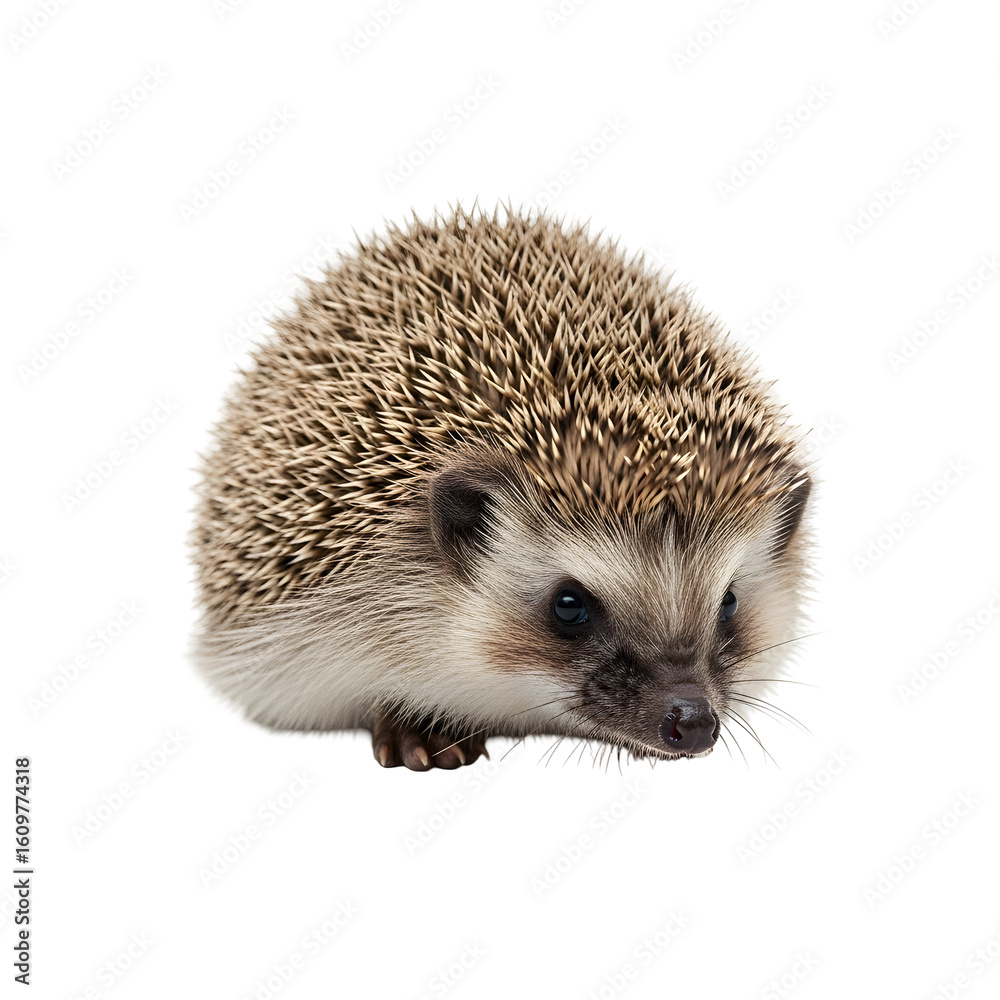 Obraz premium Cute hedgehog isolated on black background