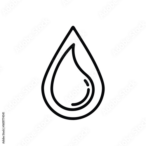 Outline a water droplet with a solid inner shape liquid fluid