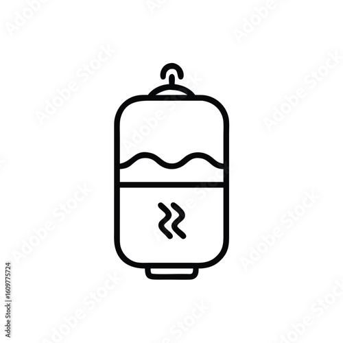 Outline icon a water heater with wavy lines steam symbols boiler tank