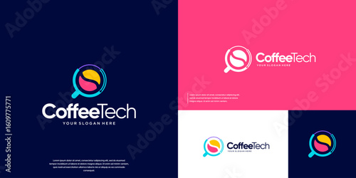 abstract logo of coffee beans and a cup, fresh energy, graphic design inspiration.