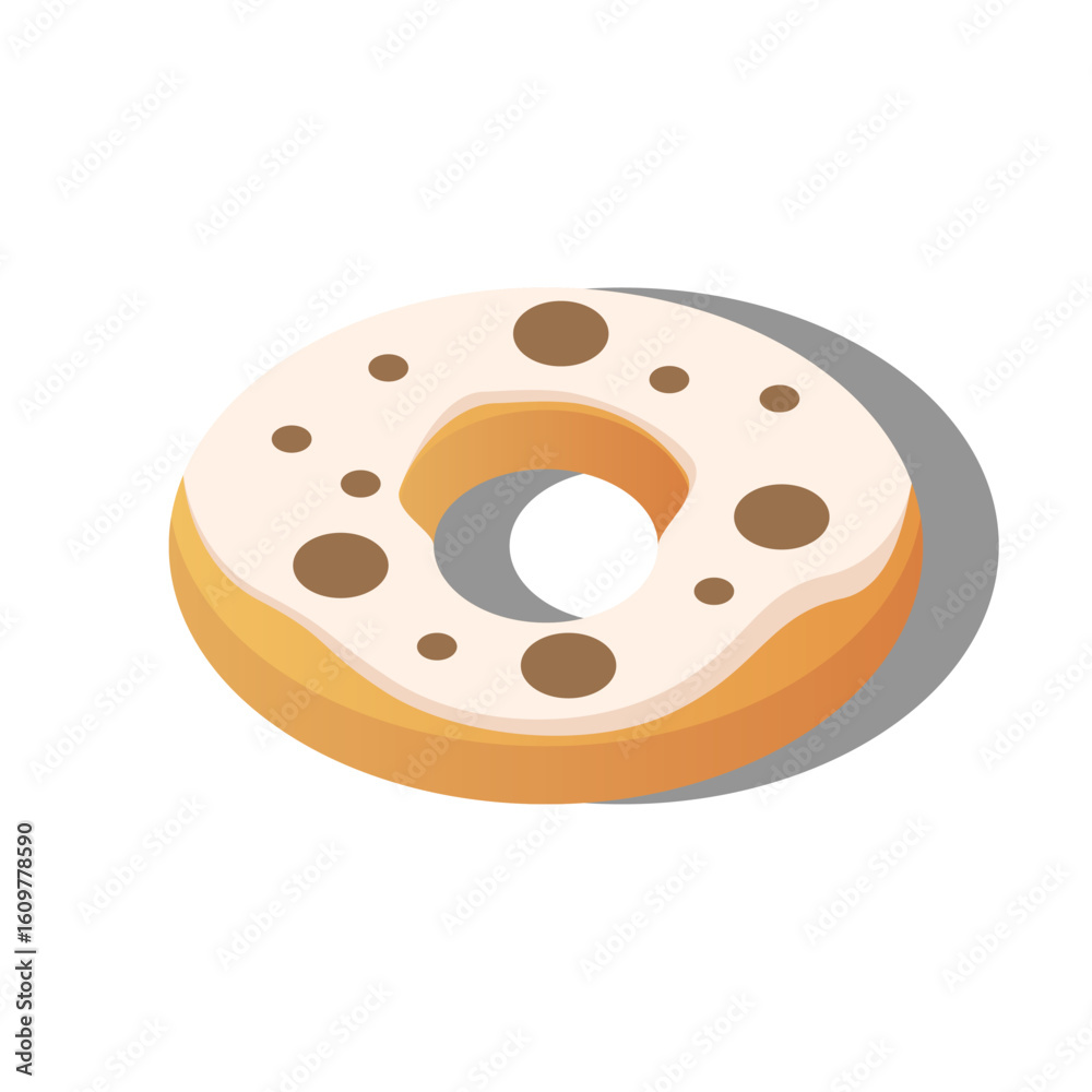 Fototapeta premium Abstract Isometric Fast Food Bitten Donut Meal Background Vector Design Style Cooking, Breakfast
