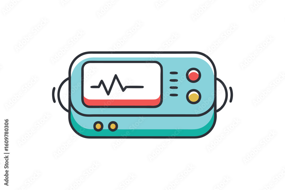 Fototapeta premium Portable Medical Monitor Cartoon Illustration for Healthcare Analytics and Diagnostic Technologies and Clinical Data Recording
