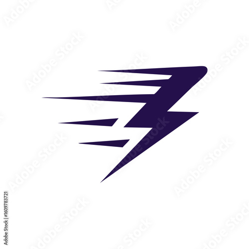 Dynamic Electric Flash. A vibrant indigo thunderbolt, depicting rapid velocity and potent strength. This graphic embodies swiftness, innovation, and high voltage capability.