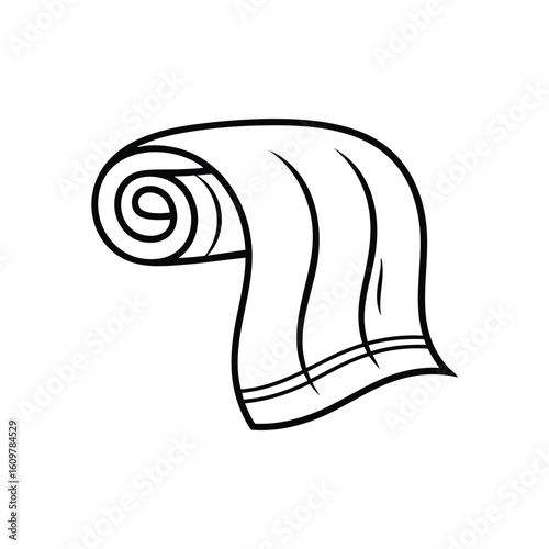 Fresh Bath Towel Graphic. This pristine, neatly coiled textile embodies wellness, personal care, and refreshing sensations. A versatile visual for hygiene, bath, or spa related themes.
