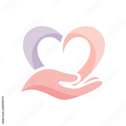 Supportive Hands Create Affectionate Symbol. Gentle palms delicately form a beautiful emblem of love, care, and human connection. This design conveys deep compassion and shared well-being for.