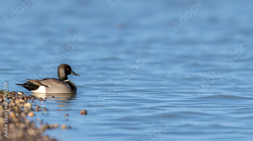 Resting northern pintails (anas acuta) at the shores of the North Sea, German Wadden Sea