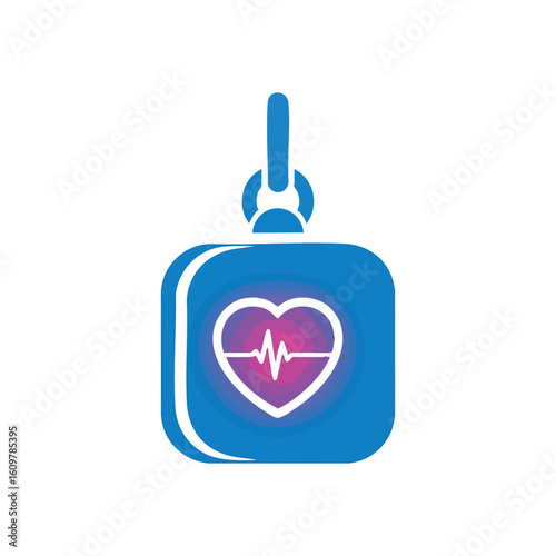 Digital Heartbeat Monitor Icon. Vivid blue device with an active cardiac wave. This design conveys wellness, vitality, and advanced healthcare innovation.