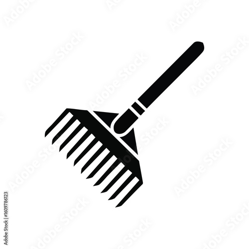 Garden Rake Utility Icon. Minimalist vector image of a yard implement. Ideal for outdoor projects, symbolizes care and upkeep for tidy spaces.