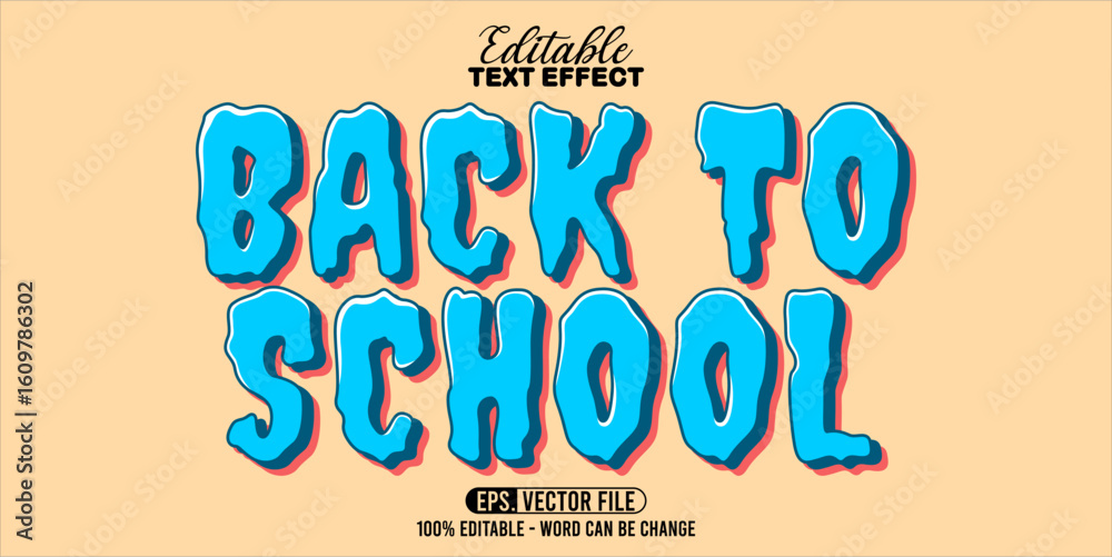 Fototapeta premium Editable text effect Back To School 3d style vector illustration