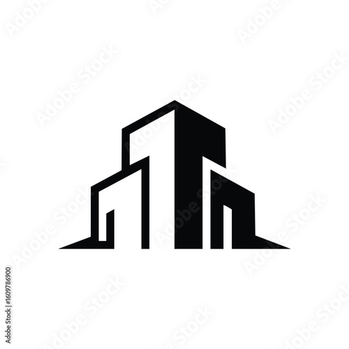 Abstract Shadowy Structure. A profound black composition uncovers a faint architectural form. It evokes a sense of enigma, concealed aspects, and tranquil presence.