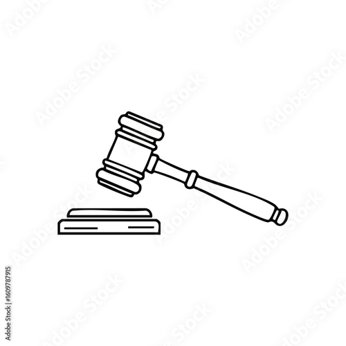Gavel Icon Symbol of Law and Justice. Represents legal authority, judgment, and final decisions in courtrooms or auctions. Signifies fairness and resolution.