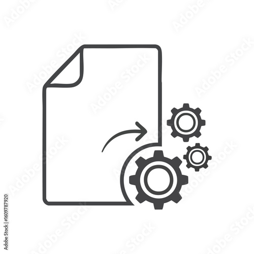 Document Processing Icon. A minimalist graphic symbolizing data transformation and system adjustments. Excellent for technology, workflow automation, and digital solution projects.