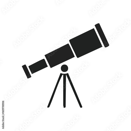 Minimalist Telescope Icon. Sleek, refined symbol of an astronomical instrument, ideal for cosmic exploration. Evokes discovery, scientific curiosity, and universal wonder.