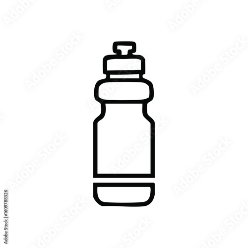 Minimalist Hydration Bottle Emblem. Clean icon of a reusable drink container on a dark backdrop. Represents well being, refreshment, and healthy habits. Perfect for digital design.