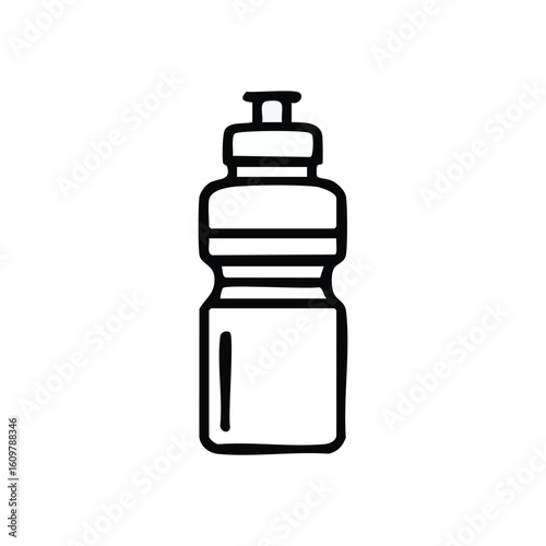 Fitness Hydration Bottle Icon. This crisp emblem depicts a modern drinking vessel. It represents wellness, active lifestyles, and eco conscious choices, promoting health and refreshment.