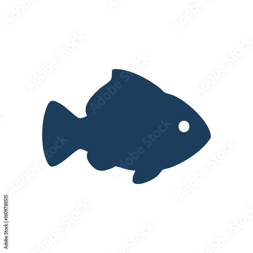 Minimalist Blue Fish Icon. A sleek azure marine creature emblem on a dark backdrop. Symbolizes aquatic health, nature, and serene environments. Great for digital designs.