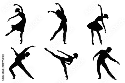 Silhouettes of Ballet Dancers in Various Poses.