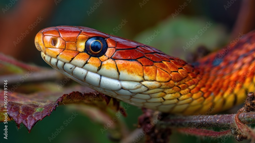 Fototapeta premium Closeup view of vibrant colored snake