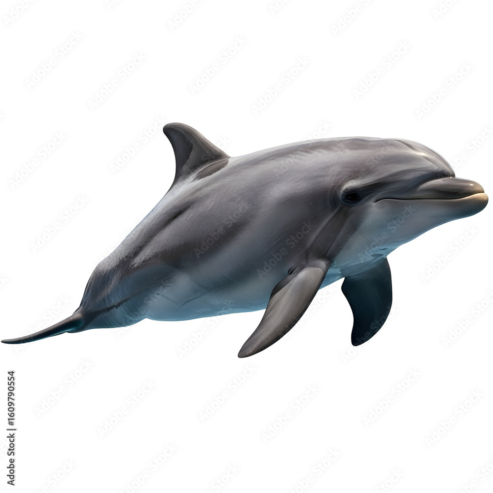 Fototapeta premium Dolphin swimming isolated with a black background