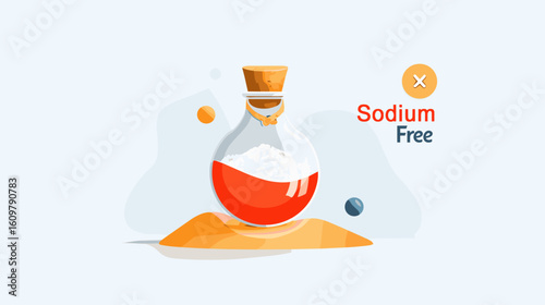 Sodium-free product label with red contents in glass jar  