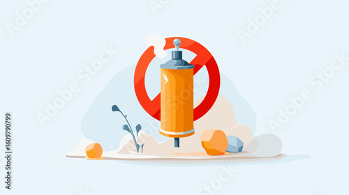 Illustrative stop sign symbolizing waste management and recycling  