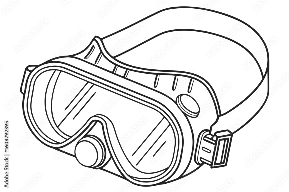 Outline Drawing of Protective Goggles with Adjustable Strap for Safety and Eye Protection in Industrial and Laboratory Settings Outline Drawing of Protective Goggles with Adjustable Strap for Safety and Eye Protection in Industrial and Laboratory Settings