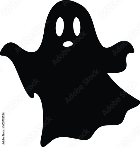 Spooky ghost silhouette with floating shape for Halloween decoration