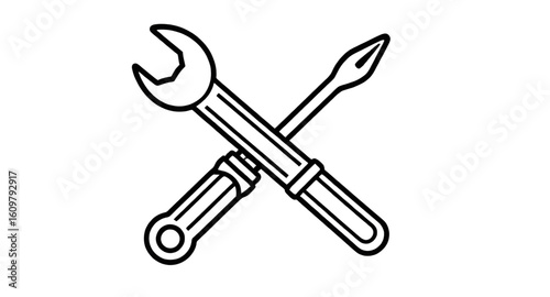 repair outline icon, flat repair tools icon, minimal repair icon, editable repair icon, black repair icons, line repair tools, repair pictogram, hardware repair icon, fixing kit icon, tool and gear ic