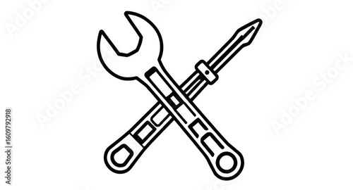 tool repair icon, renovation tools icon, auto repair tools icon, utility tools icon, service repair icon, repair emblem, repair outline icon, flat repair tools icon, minimal repair icon, editable repa