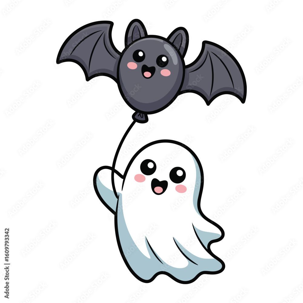 Obraz premium funny cartoon bat and Cute Ghost