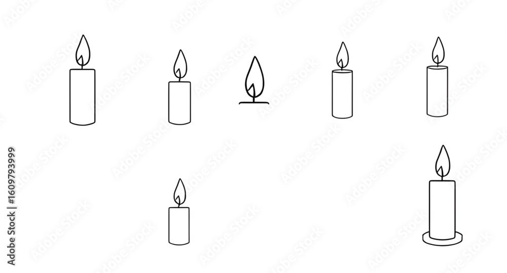 Fototapeta premium Candle light illustration, Wax candle vector, Candle with flame, Candle silhouette, Candle clipart, Candle isolated, Candle on white background, Candlelight vector, Candle icon, Candle with wax drip, 