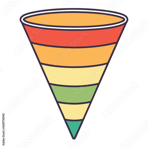 Colorful layered funnel diagram sales marketing