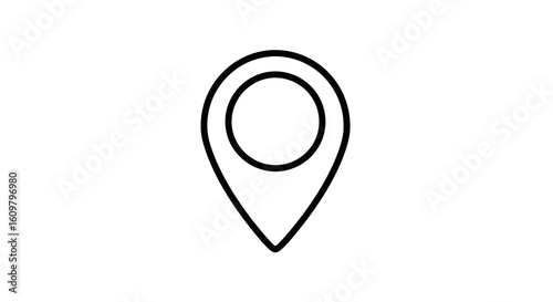 Location pin icon for maps and navigation apps in simple black outline style