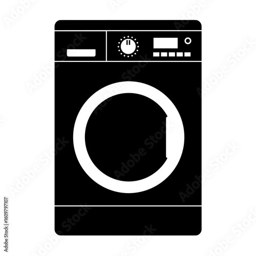 Front-loading washing machine in minimalist black design  