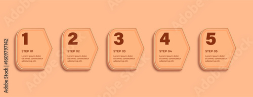 Peach Fuzz Colored 3D Infographic Bullet Points – Business Process Banners with Vector Design and Modern Layout