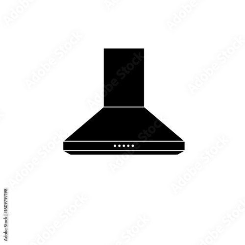 Kitchen range hood in minimalist black design  