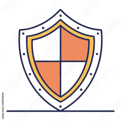 Orange white shield emblem protection symbol security